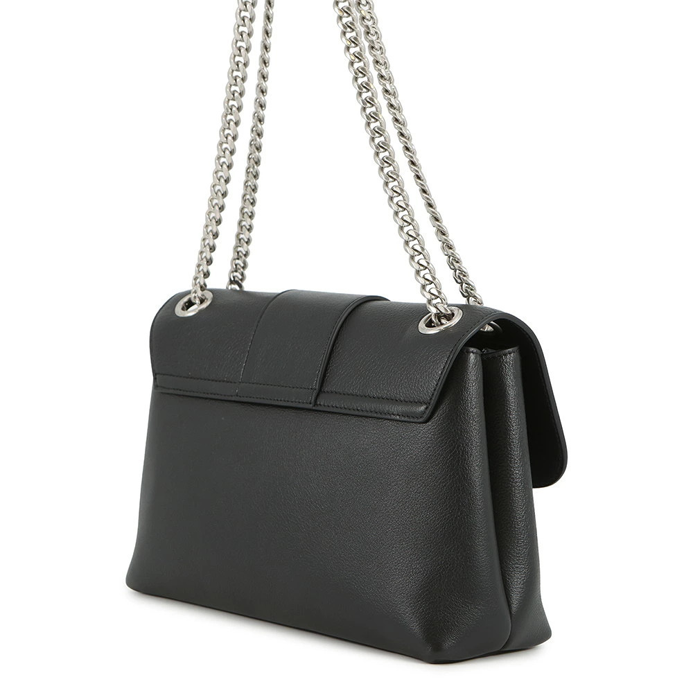 Celine Shoulder Black Leather Victoire Chain Triomphe Calf Bag